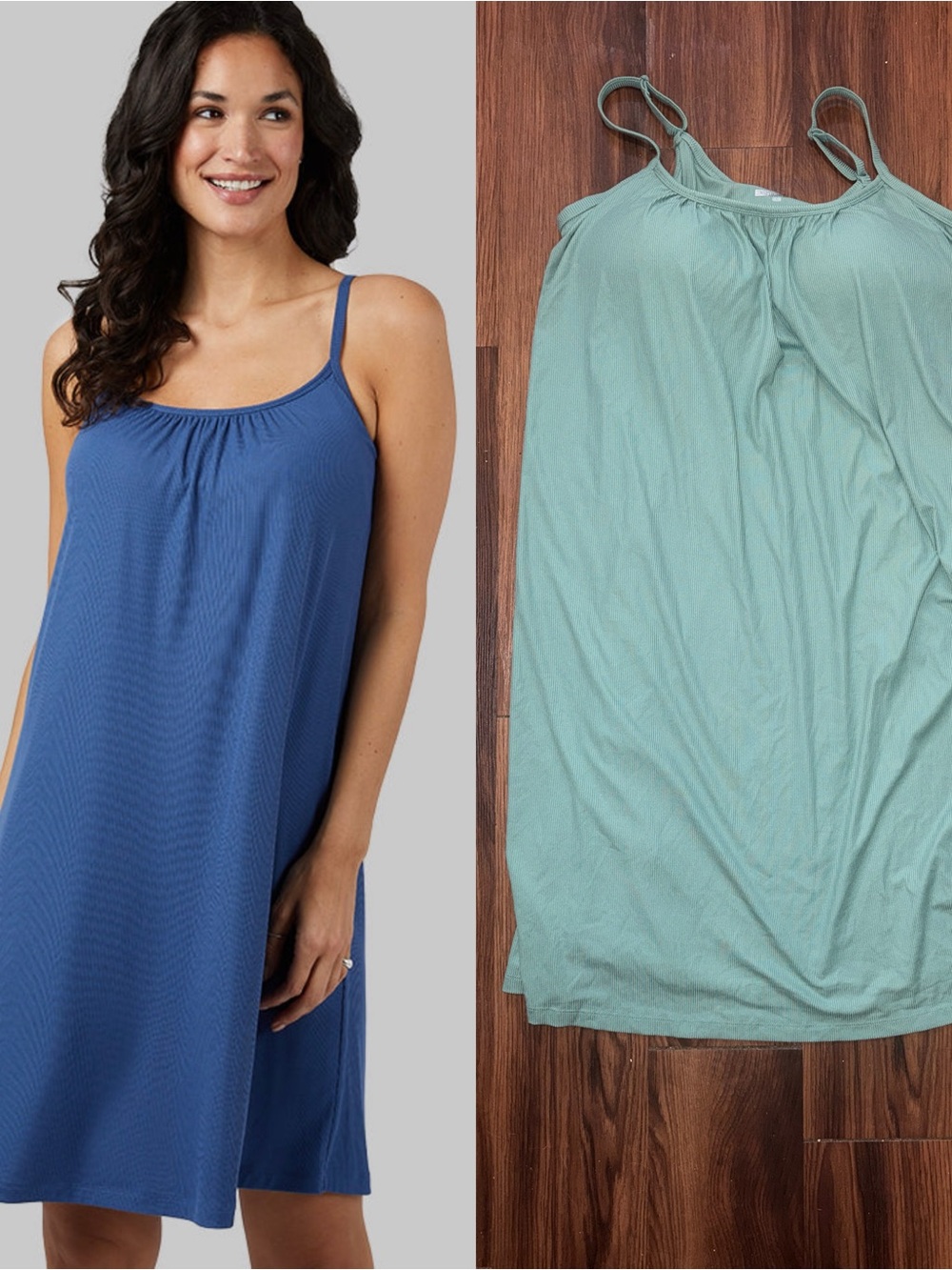 Light Teal Spaghetti Strap Slip Dress w: bra. DRESS FOR PURCHASE is light teal